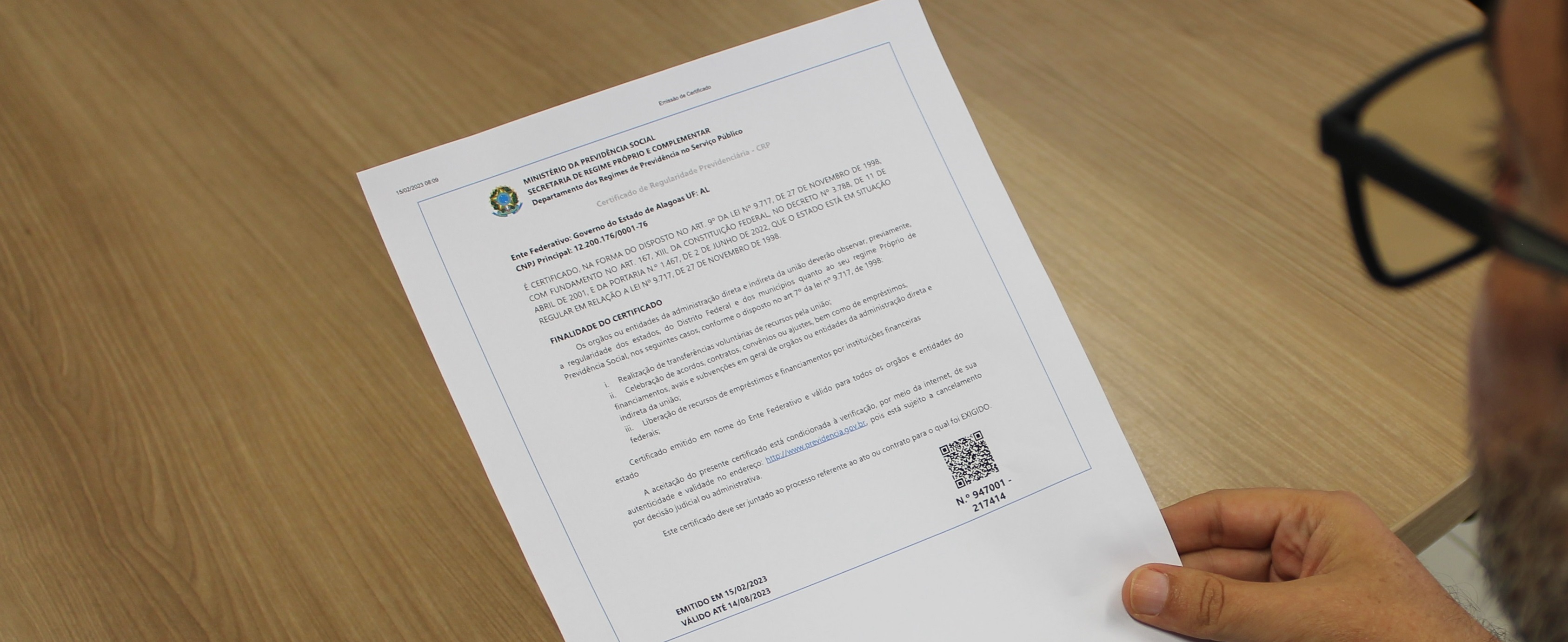 A Alagoas Previdência renova certificação fornecida pelo Ministério da Economia, com validade até agosto de 2023